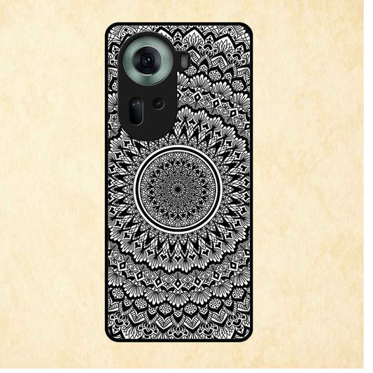 Black Mandala Design Oppo Metal Case