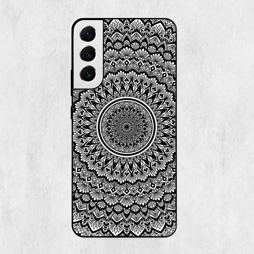 Black Mandala Design Samsung Metal Case